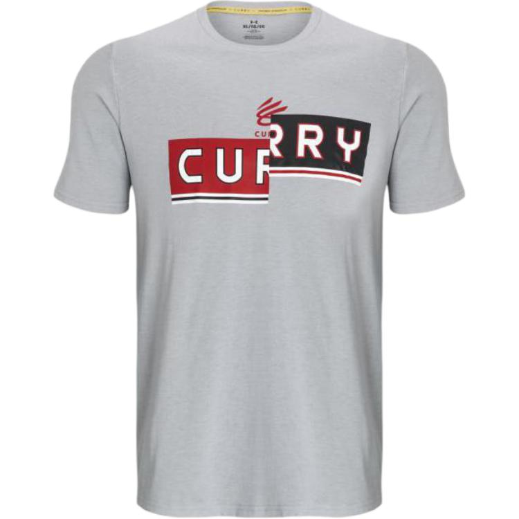 Under Armour Curry Series Logo Print Crew Neck T-Shirt Men Tops Modern-Gray 1377543-011