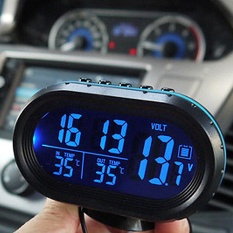 

Car Clock Thermometer Voltmeter Accurate Temperature & Battery Voltage Display синий