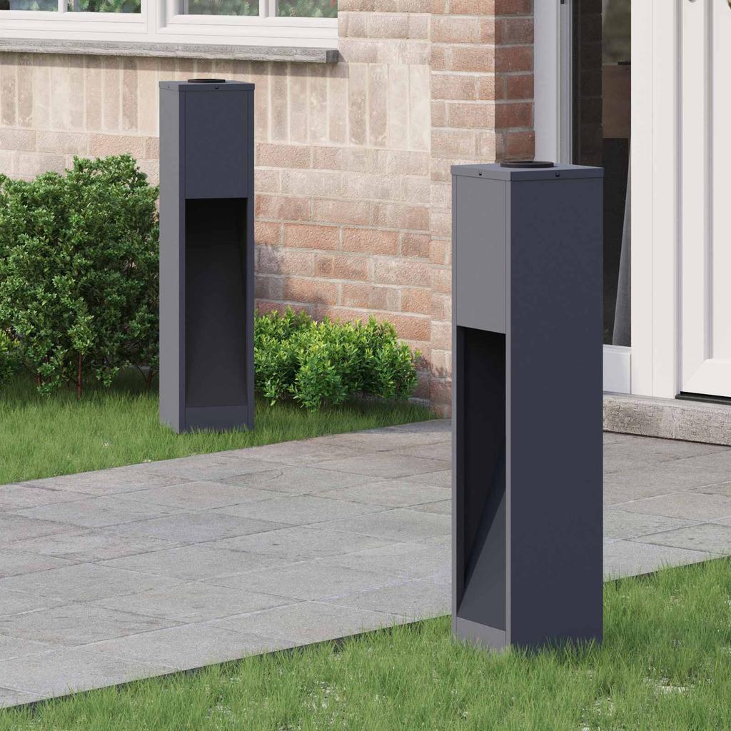 Solar LED Path Light 2 Pcs Anthracite Cold Rolled Steel