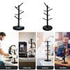 Modern Black Bamboo Mugs Tree Stand With 8 Hanging Hook, Space Saving Coffee Cup Organizers
