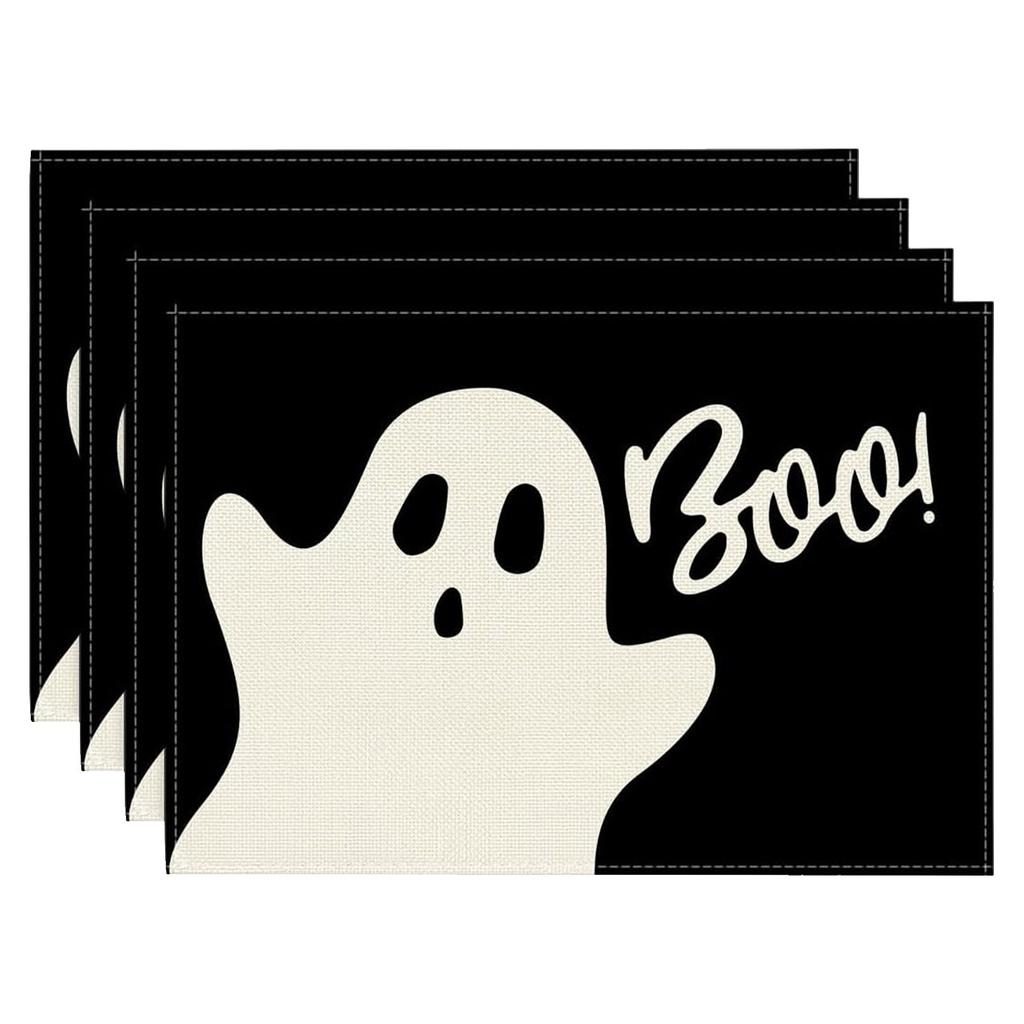 4pcs Halloween  Placemats Square Placemats Potholder Decoration