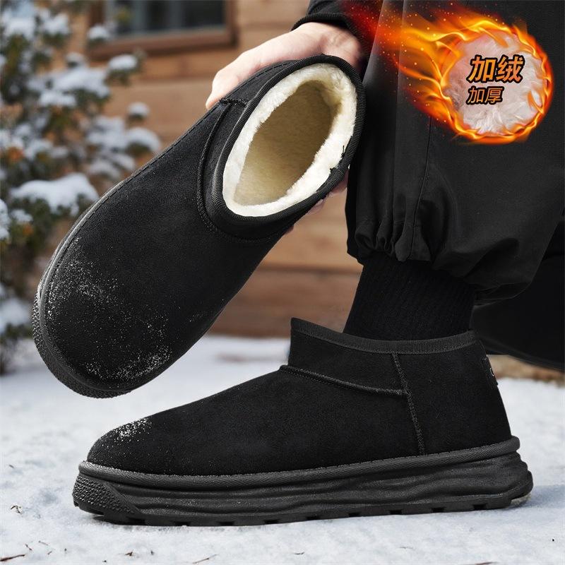 Snow boots fleece thickened non-slip bread shoes winter new outdoor middle help warm thick-soled cotton shoes short boots
