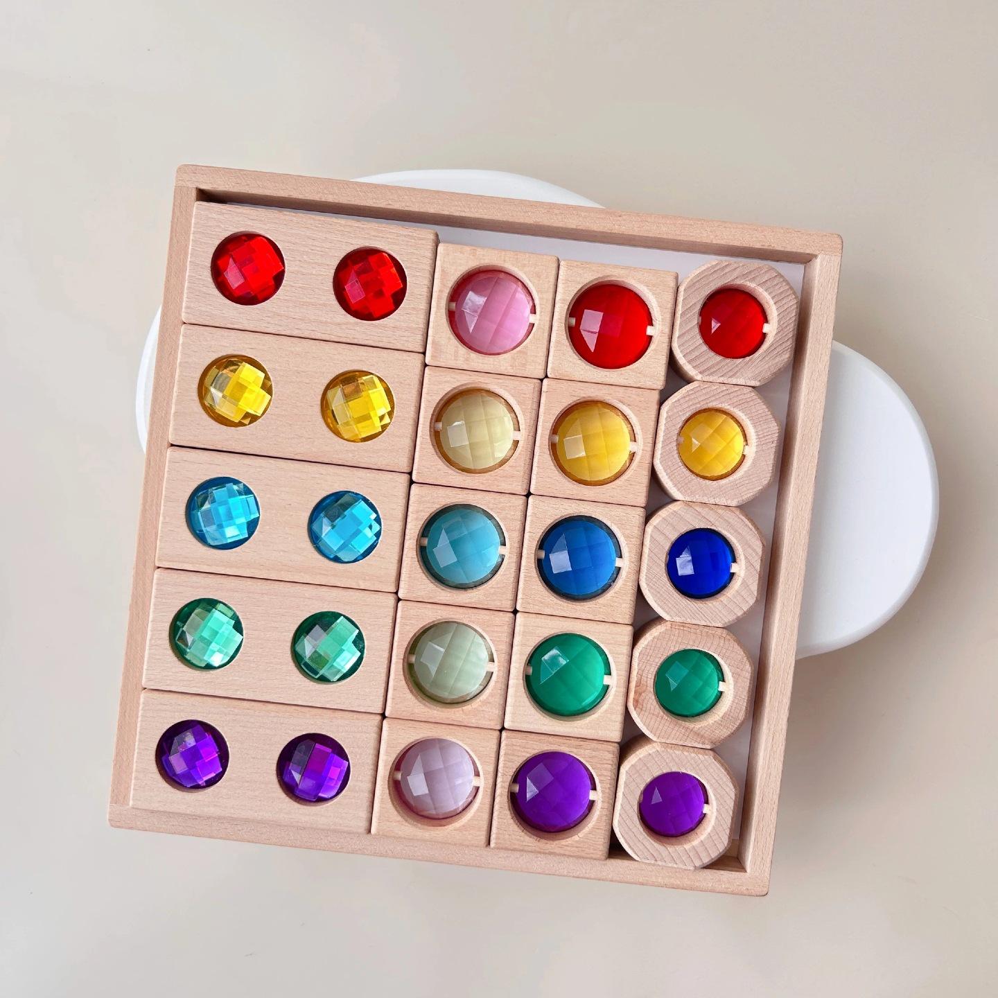 Rainbow Mandala Transparent Acrylic Gem Building Blocks Toy Set