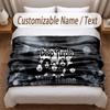 Deep Purple Printed Flannel Blanket Custom Name Text Soft Warm Throw For Bedroom Holiday Gift