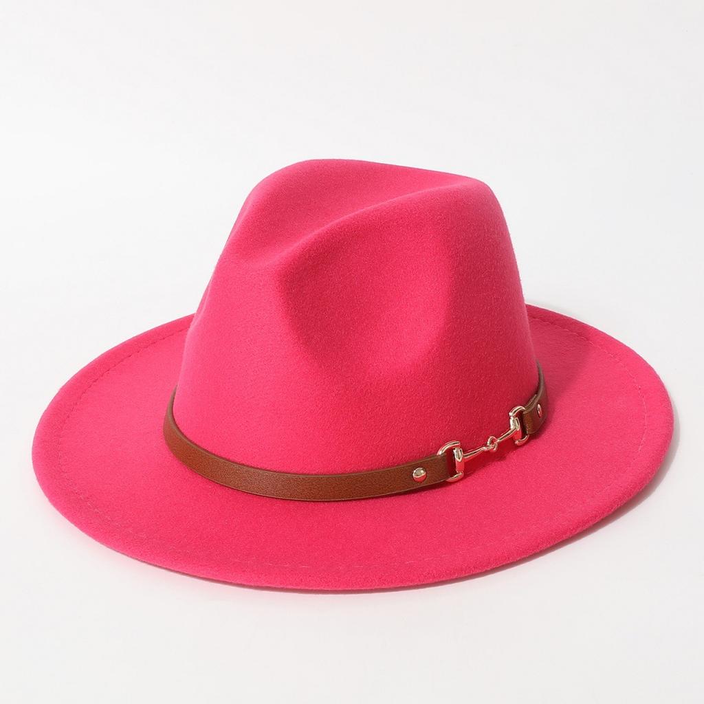 Fashionable spring and summer new wool felt hat with flat brim and wide brim, British retro jazz hat, black wool western cowboy hat