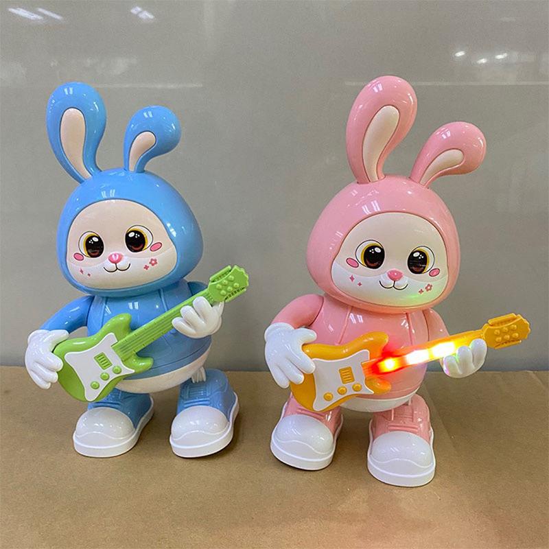 Dancing Bunny Toy With Music & Lights Rabbit Guitarist Musical Toy For Baby Legs Move & Body Twist Birthday Gift For Toddlers