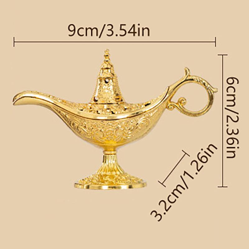 Hollow Legend Aladdin Magic Genie Lamps Incense Burners Retro Wishing Oil Lamp Home Decor Gift