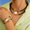 Jewelry Ins Cylindrical Leather Wax Thread Bracelet Necklace Set Jewelry Women Hip Hop Multi-layer Collarbone Chain