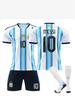 Argentina Home No. 10 Messi & No. 21 Dybala Kids Soccer Jersey Set - World Cup 2526