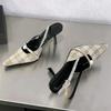 Fashion Retro Plaid Design High Heels Women Summer Elegant Slingbacks Heeled Sandals Sexy Pointed Toe Women Pumps Sandalias De Mujer