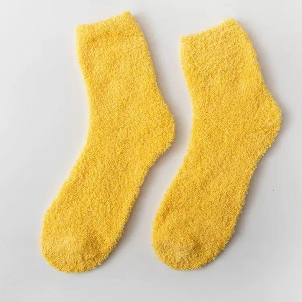 Ladies' Warm Plush Socks, Floor Socks, Candy Colored Medium Socks
