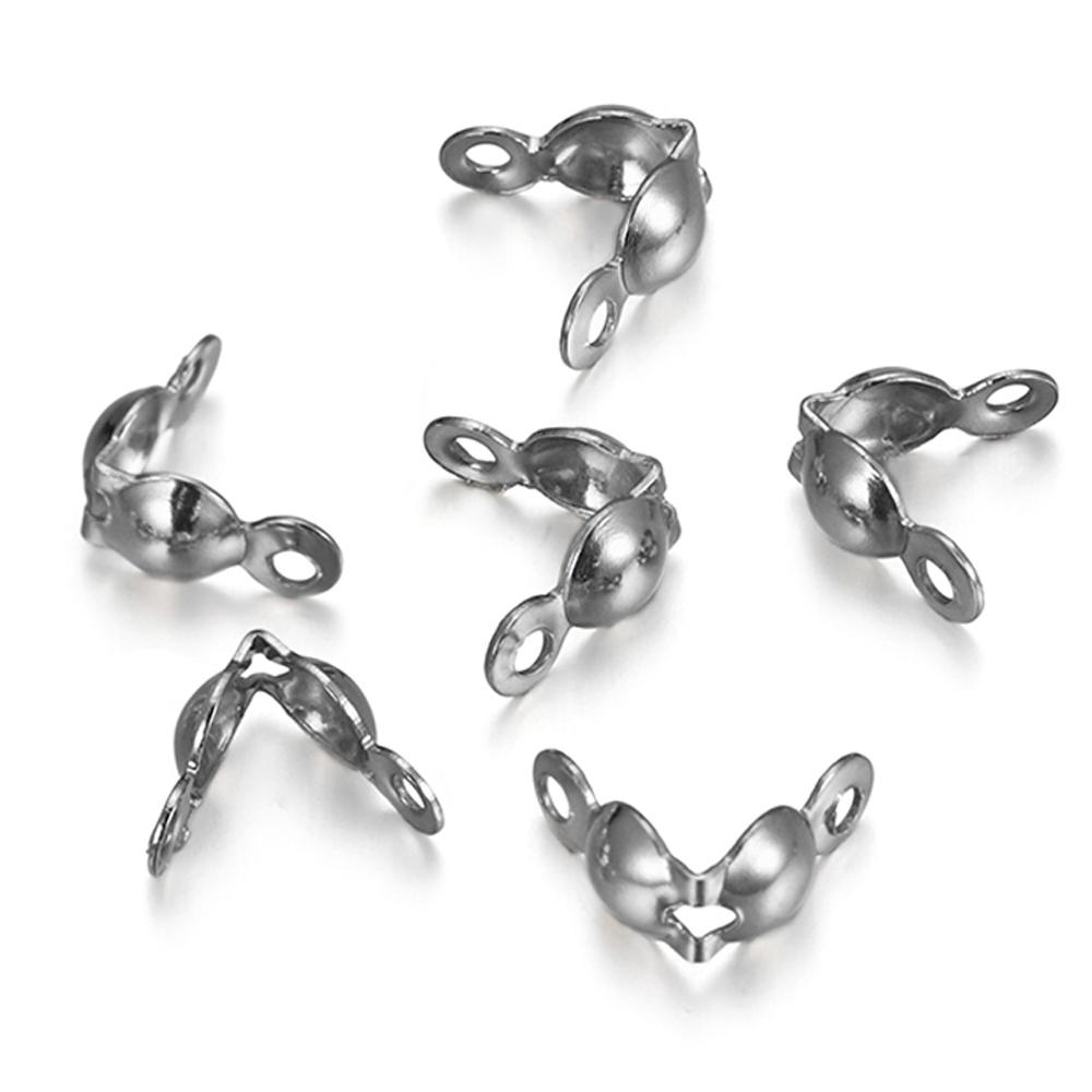

50pcs 100pcs Stainless Steel Calotte End Crimps Beads Fastener Ball Chain Connectors Clasp for Jewelry Findings DIY Accessories 4x8 fit 3.2mm bead