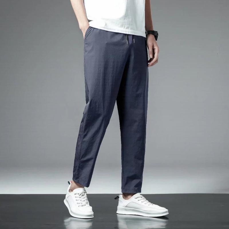 Nine-point wide-leg trend drooping feeling casual straight ice pants, west pants men's 2025 summer thin sports trousers
