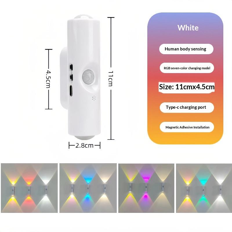 Lampă de perete magnetică reîncărcabilă cu LED, senzor de mișcare, lumină de culoare, lumină de noapte, lumini automate pentru cameră