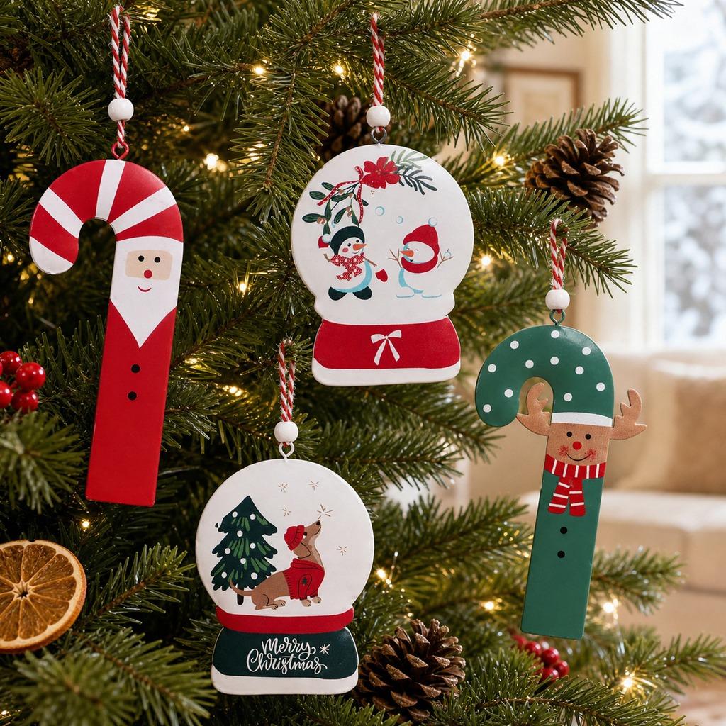 Metal Christmas Hanging Ornament Lightweight Christmas Sweater Ornament Character Candy Cane Ornament Festive For Christmas Tree