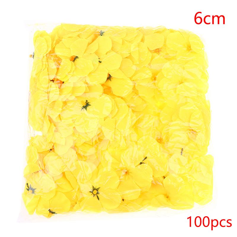 Cherry Blossom Flower Heads 100Pcs 5CM 6CM Artificial Peach Blossom Petals for Hair Accessories Party Backdrop Props 6CM 100Pcs жёлтый