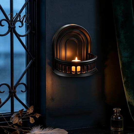 Small Ornament Storage Gothic Wall Shelf, Vintage Floating Shelf for Bedroom And Living Room, Matte Black Shelves Decorative Wall-Mounted Display Rack