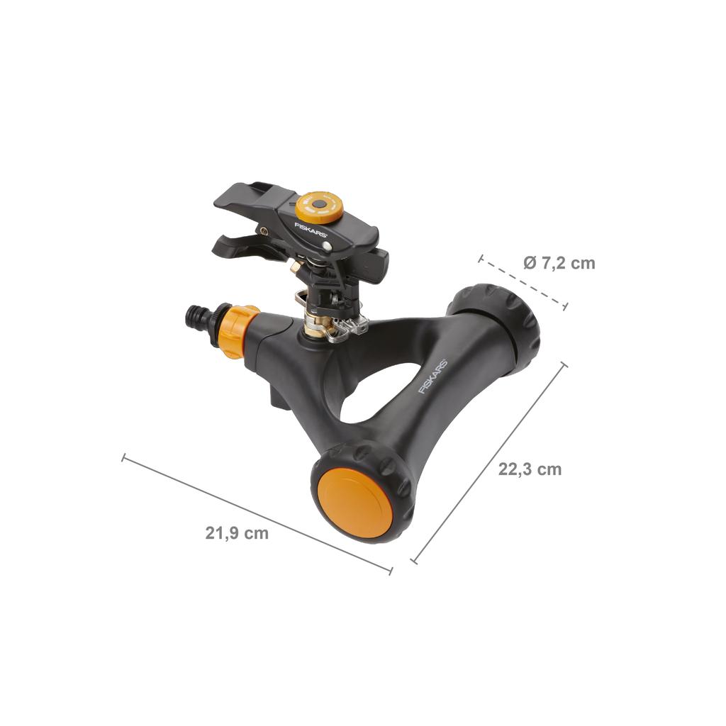 Fiskars Zraszacz Ogrodowy Pulsacyjny Obrotowy Na Kółkach Metalowy 500M2