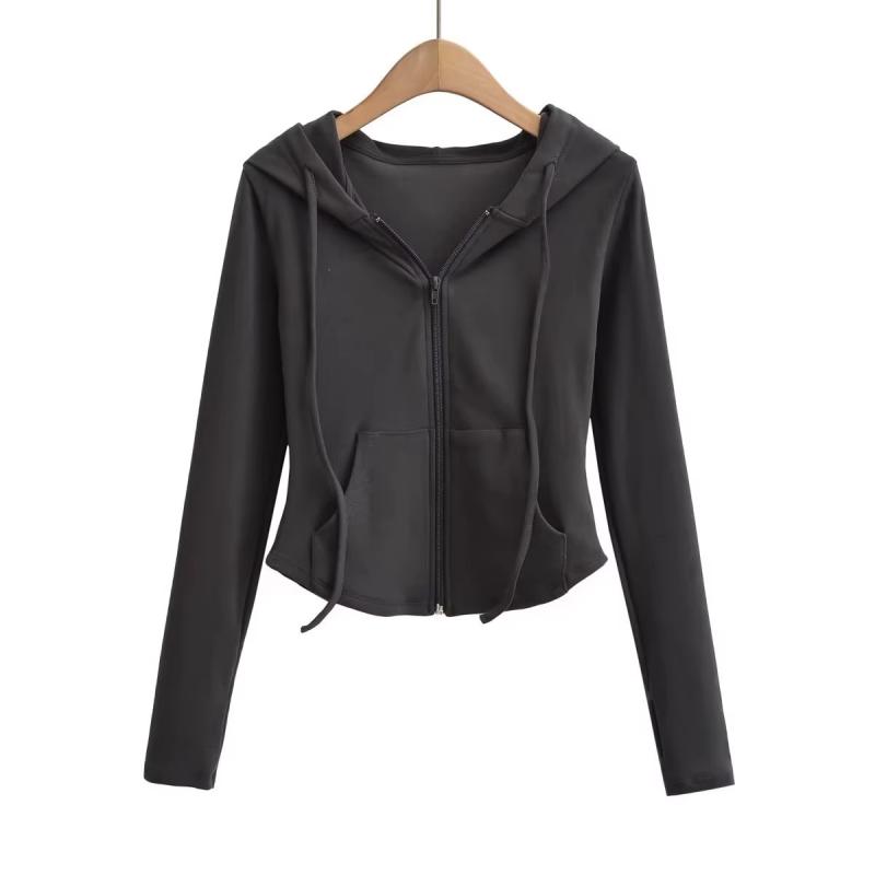 

Осенние модные укороченные толстовки, женские толстовки на молнии, корейские модные толстовки с капюшоном, милый укороченный топ с длинными рукавами, сексуальный тонкий M