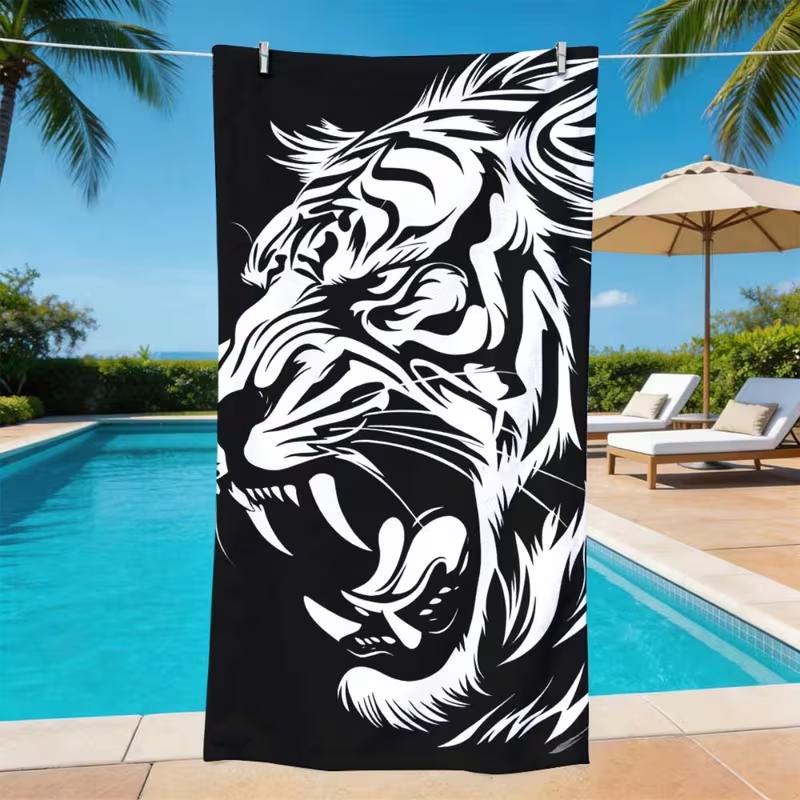 Pink Base Floral Leopard Tropical Leaf Beach Towel Soft Quick Dry Sandproof Towel Fashion Summer Beach Pool Vacation Towel