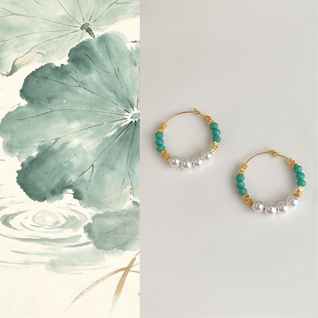Handmade Crystal Pearl Earrings: Retro Chinese Mori Style, Artistic & High-End Niche.