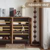 150x40x80cm Oak Dark Grain, Sideboard, Mid-century Modern, 3 Doors, Wavy 3D Design, Adjustable Shelves, Anti-tip, for Living Room, Dining Room, Office