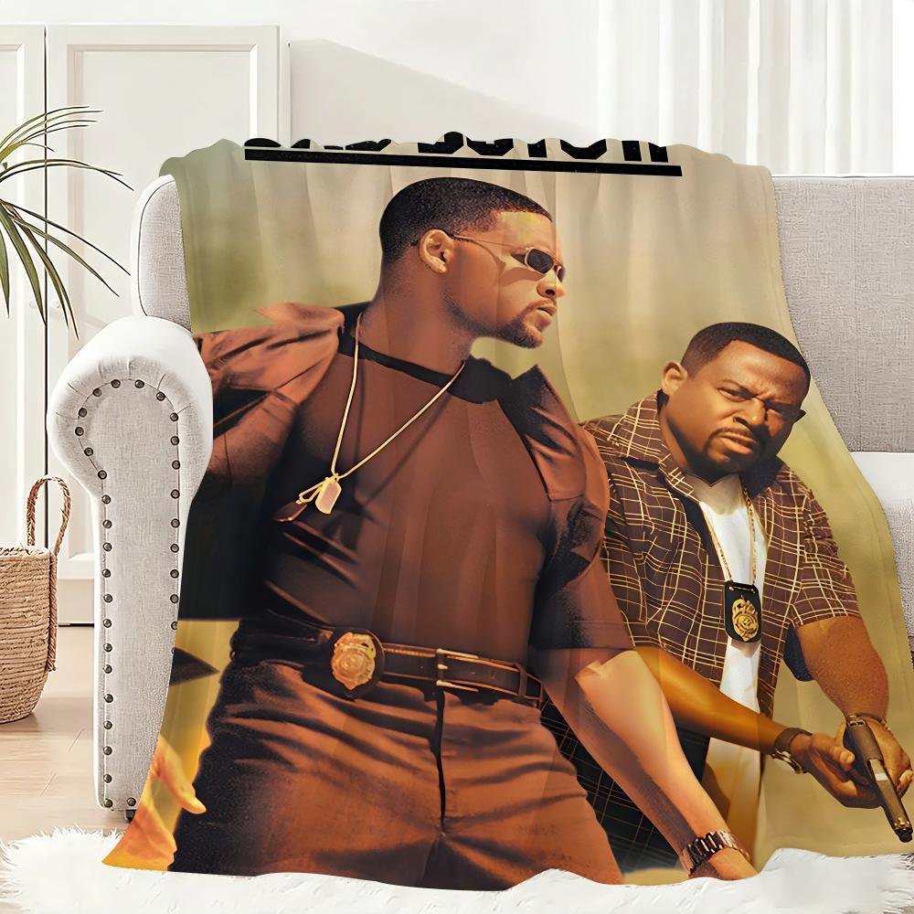 Bad Boys Movie Throw Lightweight 240g Flannel Blanket Soft Skin-friendly for Summer Cooling