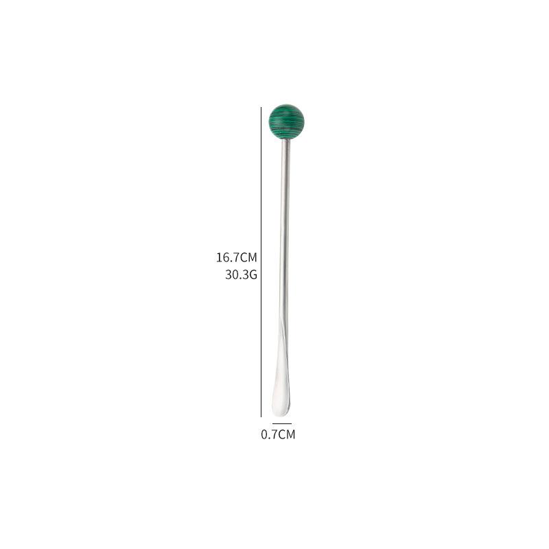 Creative Natural Stone304Stainless Steel High-Quality Spoon Round Ball Coffee Stirring Spoon Afternoon Tea Beverage Stirring Sti