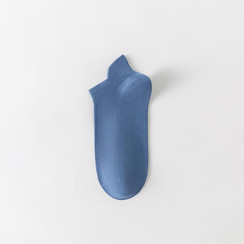 

Мужские весенне-летние дышащие дезодорирующие влагопоглощающие низкие носки-подследники с коротким паголенком 1 pair серый/синий