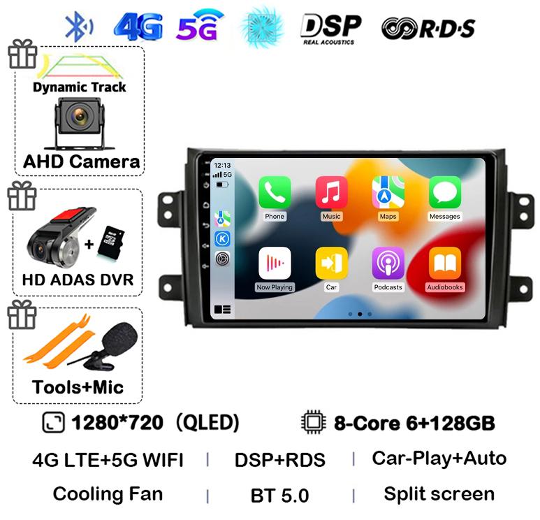 Android 14 Carplay Car Radio Navigation For Suzuki SX4 2006-2014 Fiat Sedici 2005-2014 Multimedia Video Player Audio 2din Stereo