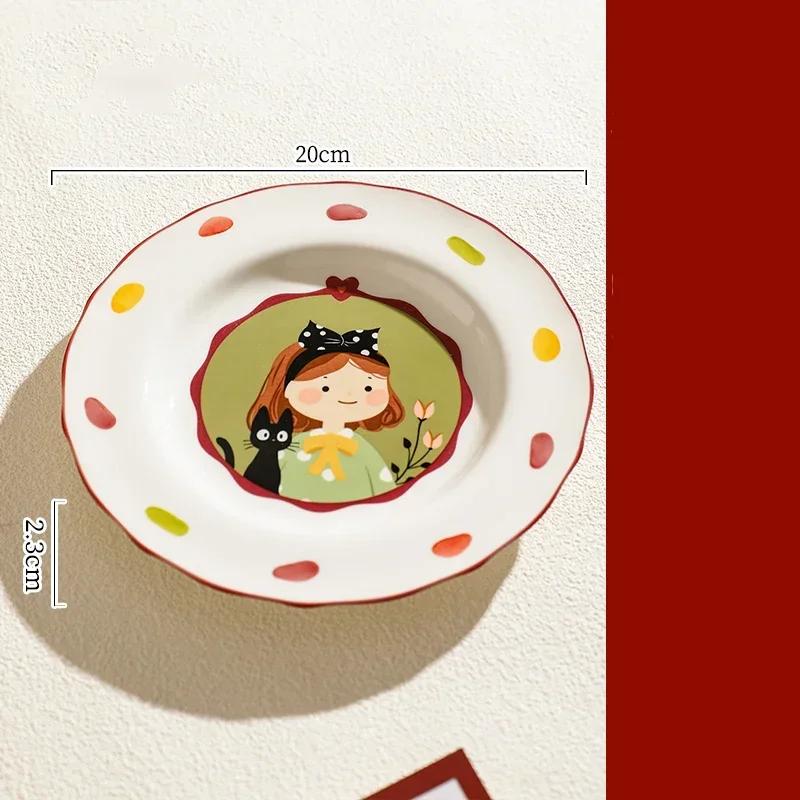 

Модные милые мультяшные керамические тарелки для домашнего послеобеденного чая, десертная фруктовая тарелка, изысканная салатница, изысканные детские миски для риса