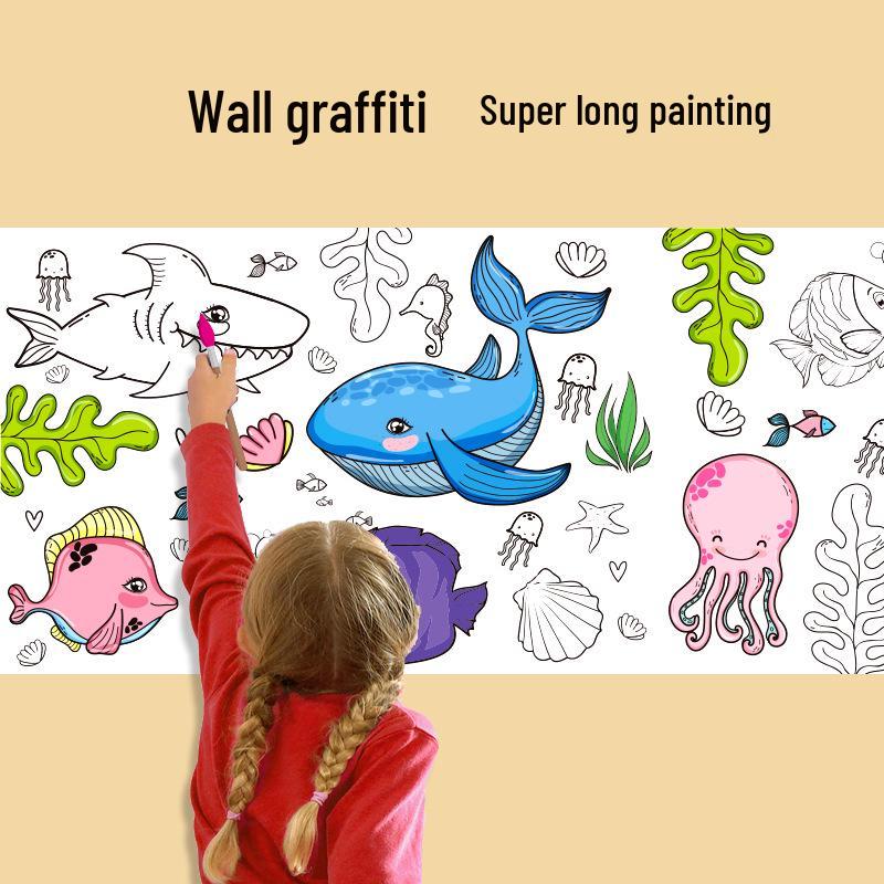 Rotolo extra lungo per scarabocchi e colorare per bambini: Tela Grande per Pittura, Disegno e Tracciamento