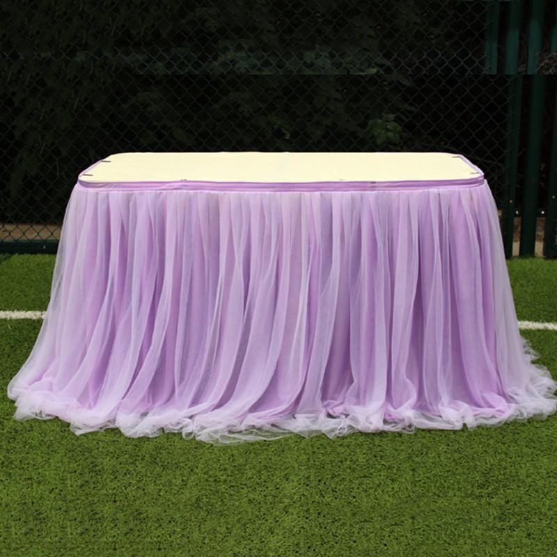 Tulle Table Skirt Elastic Mesh Tulle Tableware Tablecloth For Holiday Party Table Skirt Baby Shower Wedding Party Decor 100x75cm