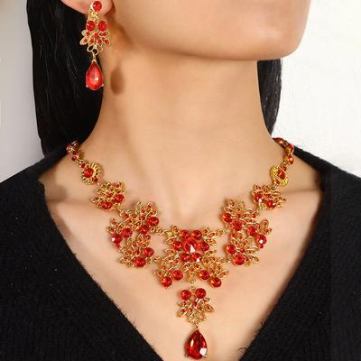 Ensemble de bijoux pour femmes 3 pièces, collier à fleurs, boucles d'oreilles, accessoires de mariage