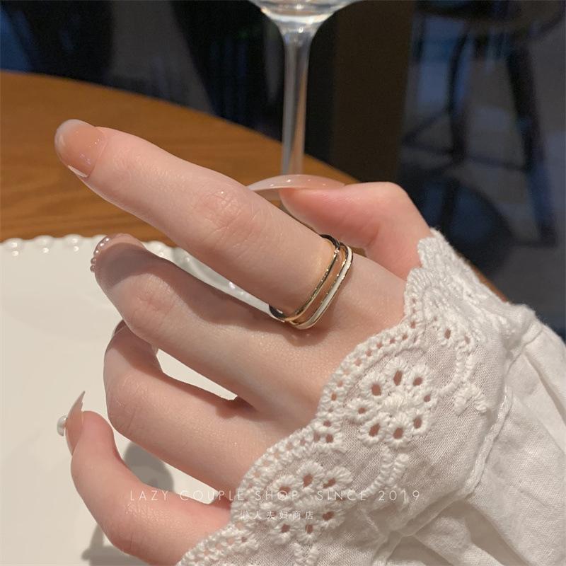Light luxury fashion high sense pearl zircon copper ring women's design sense retro personality open index finger ring simple