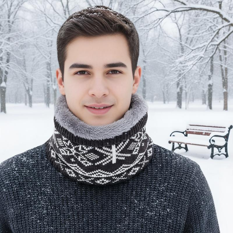 Unisex Winter Scarf Neck Warmer Thickened Fleece Outdoor Cycling Face Mask Versatile Knitted Neck Protection Overhead Scarf