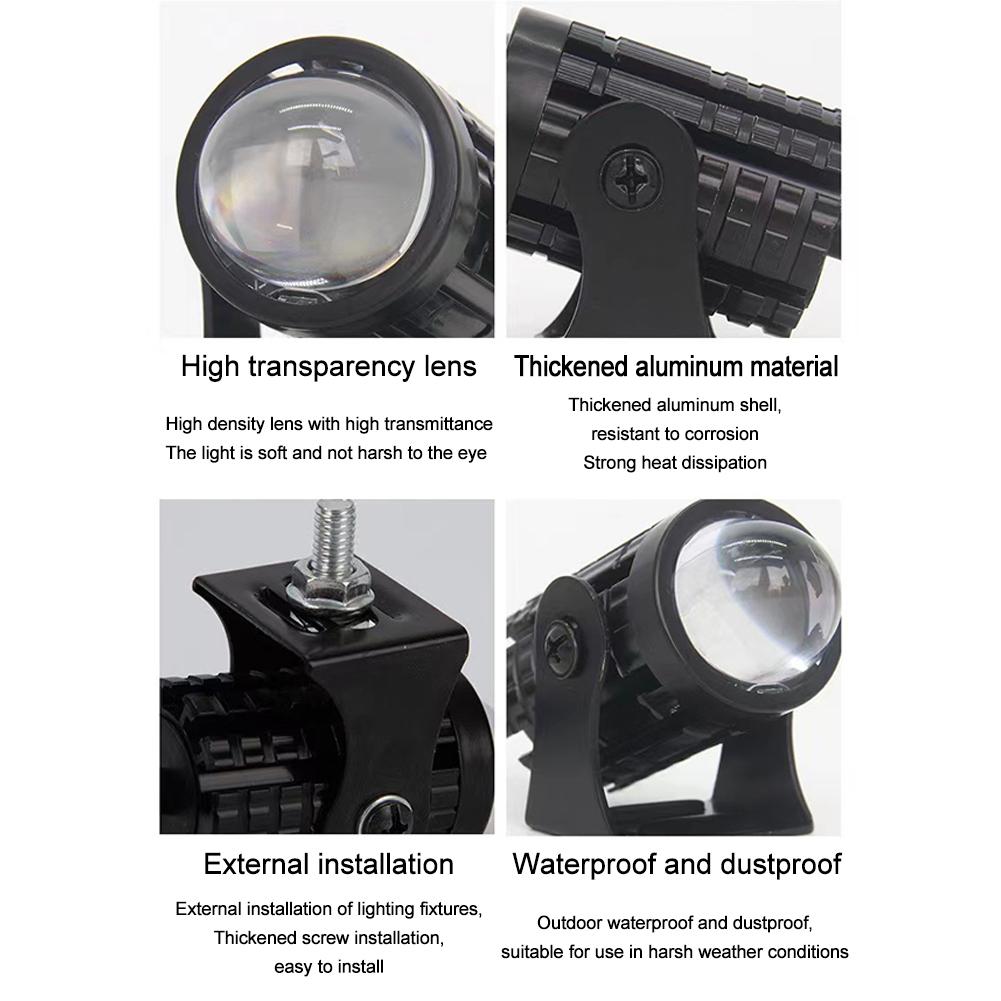 2PCS Motorcycle LED Spotlight with Switch Super Bright Headlight Projector Fisheye Lens Fog Light Easy Control Enhanced