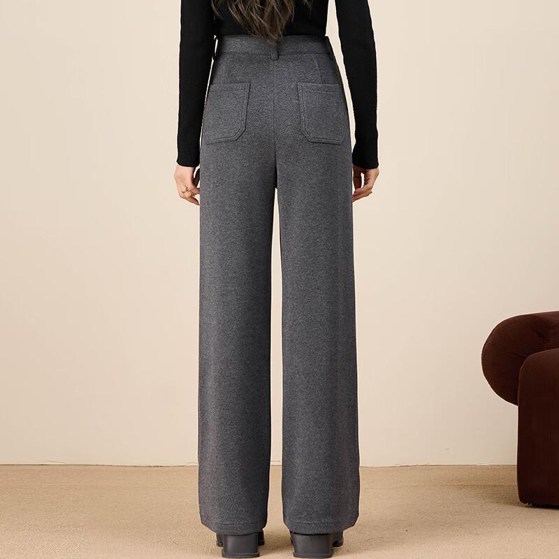 Fanzhen Women's High-Waist Wide-Leg Wool Blend Pants