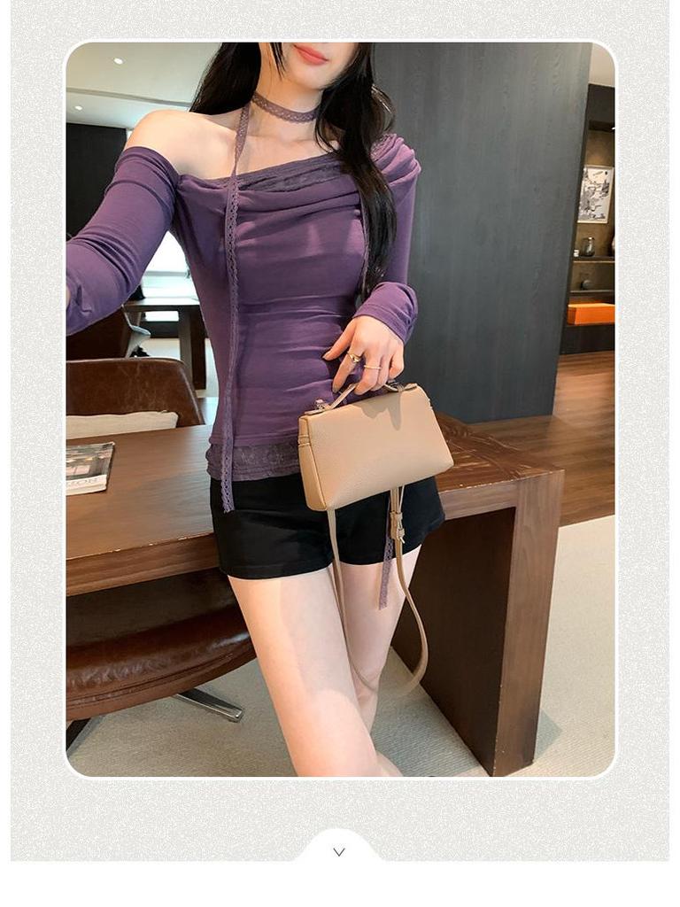 Spicy Girl Halter Neck Lace Ribbon Top 2025 – Chic, Stylish Women's T-Shirt with Pure, Elegant Design