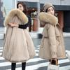 Women's Mid-Length Casual Cotton Parka with Big Fur Collar - Korean Style, Warm, Loose, Comfortable