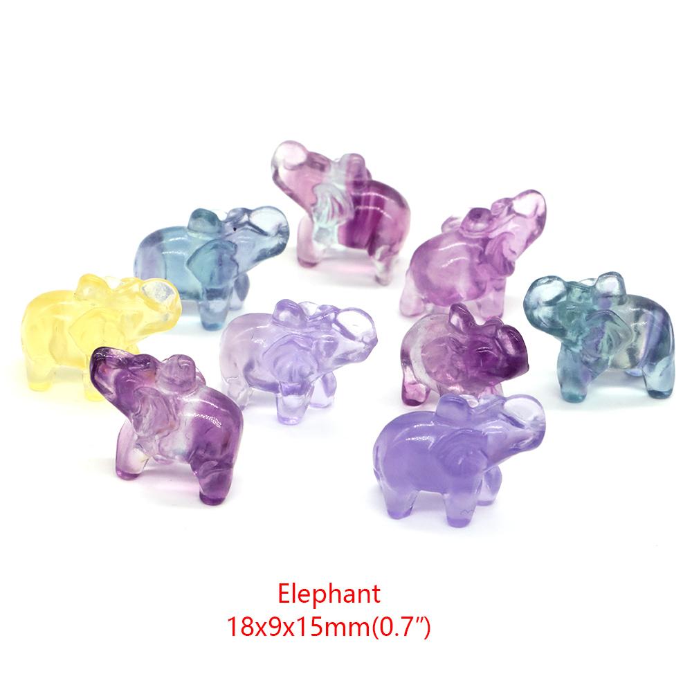 Natural Fluorite Crystals Mini Cartoon Animal Statue Reiki Healing Stones Carved Gemstone Crafts Home Decoration Ornament Gifts