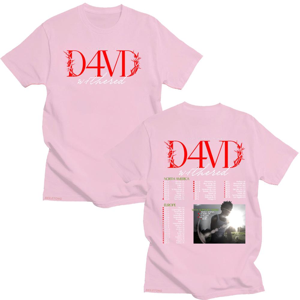 D4vd Withered 2025 Welttournee T-Shirt Herren Damen Hip Hop Oberteile Sommer Rundhals Kurzarm T-Shirt Mode Baumwolle Locker Streetwear
