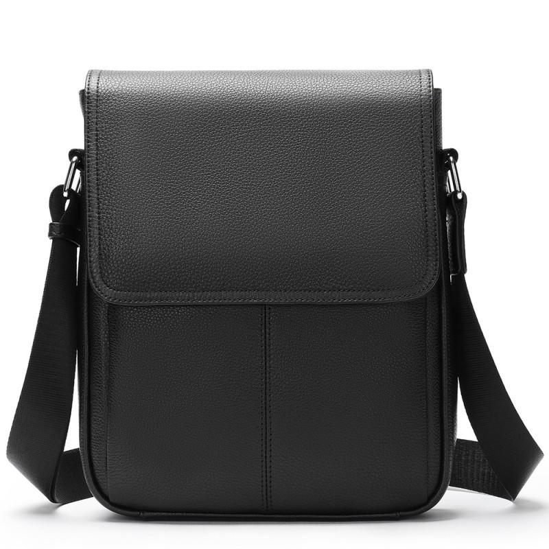 Real Cowhide Men's Leather Bag Shoulder Genuine Magnetic Suction Crossbody Korean Version Top Layer