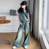 Hoge Mode Kinder Straatkleding Jeans Set voor Meisjes Casual Denim 2 Delig Pak Outfits Kinderen Trendy Y2K Hip Hop Straatkleding Set