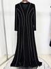 Elegant Rhinestone Long Sleeve Evening Gown