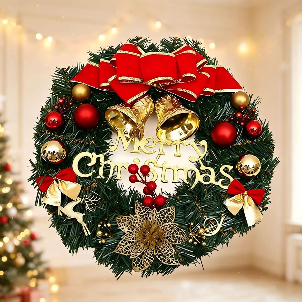 Artificial Christmas Wreath Decorations for Door, Window, Scene Props, and Tree Accessories