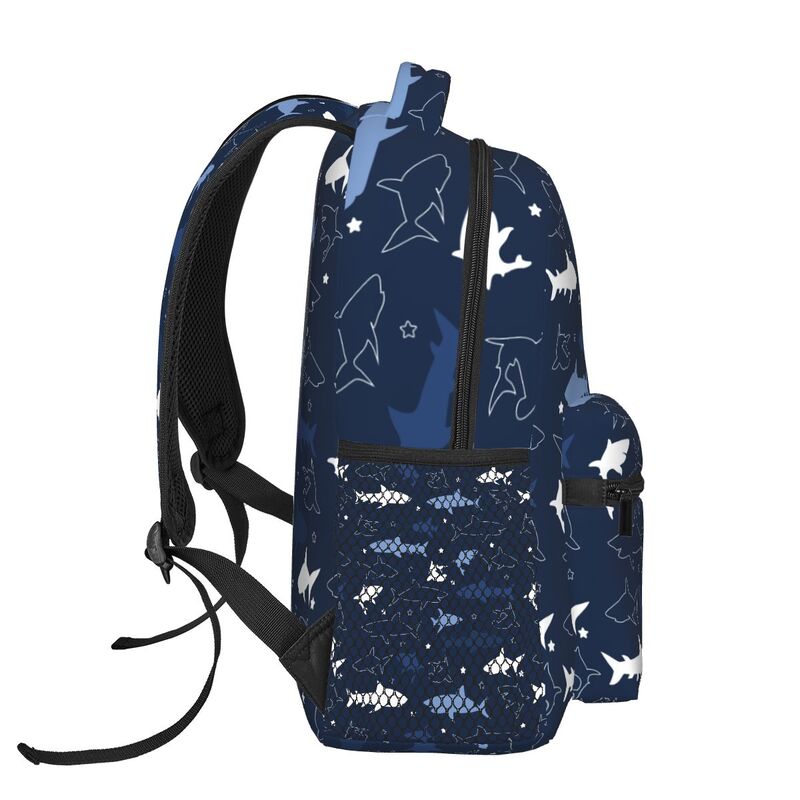 Cartoon Sharks Pattern Student School Bag Travel Laptop Backpack 15.6 Inch Durable Lightweight Book Bag Hiking Camping Daypack