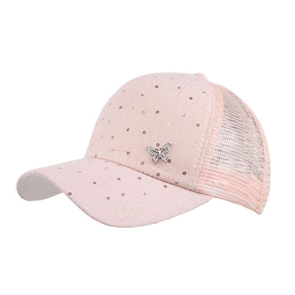 Sequin Sport Peaked Hat Butterfly Summer Sun Hat Casual Mesh Baseball Hat  Travel Beach
