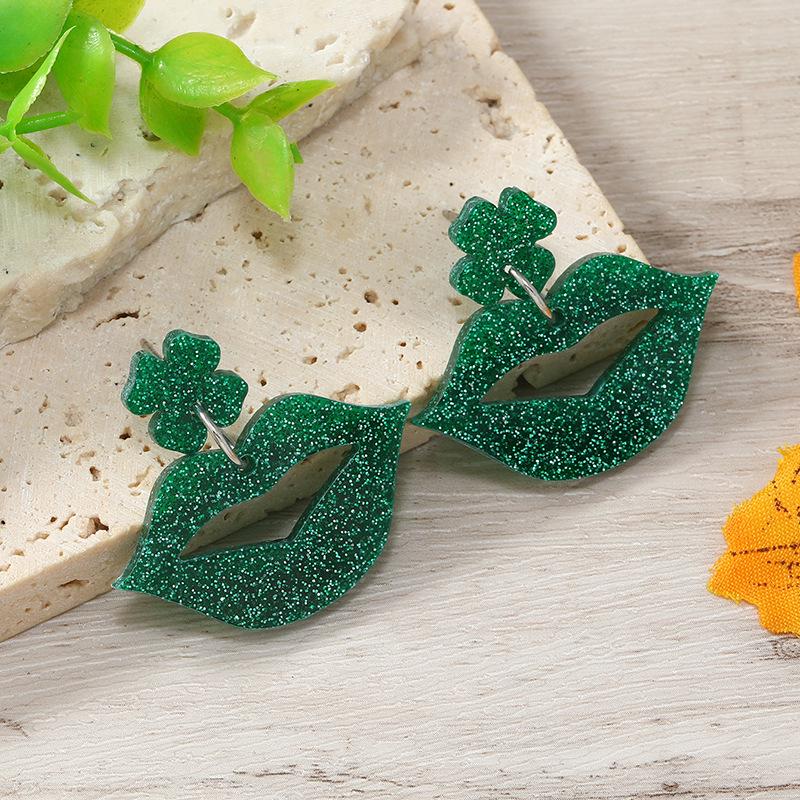 St. Patrick's Day Shamrock & Frog Tassel Earrings