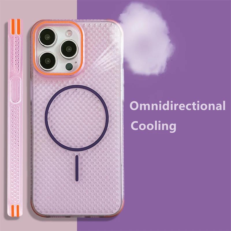 Cooling Heat Dissipation Magnetic Phone Case For iPhone 16 15 14 Plus 13 12 Pro Max Case Breathable Hard Back Cover For Magsafe
